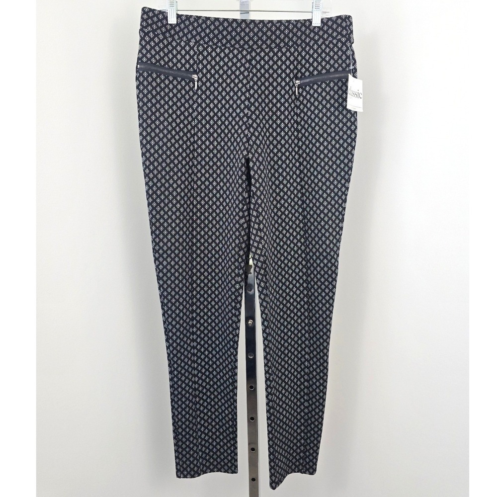 Classic Concepts Skinny Fit Pull-on Black White Pants XL New‎